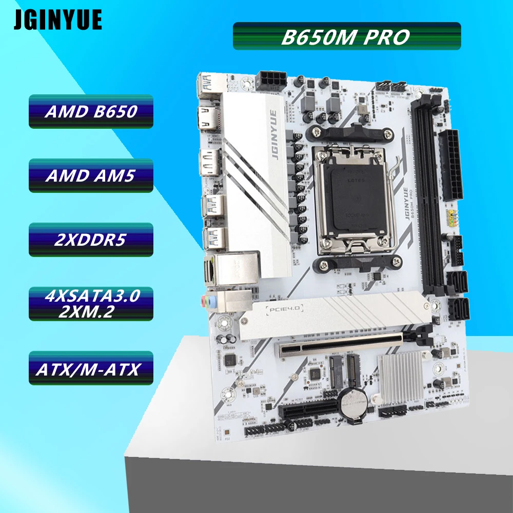 

JGINYUE B650M PRO motherboard (AMD Ryzen 9000/8000/7000 Series Processors AM5 DDR5 PCIe 4.0 M.2 SATA 6Gb/s USB 3.2 Gen 2 HDMI