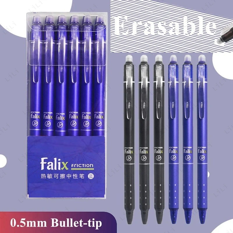 قلم محايد قابل للمسح والتمديد 0.5 مم، بسيط وسهل المسح، حزمة أقلام محايدة، قلم خصم، حبر أسود أزرق