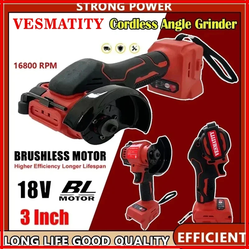 For Milwaukee 18V 20V Battery Pin Cordless Angle Grinder 3 Inch Polishing Machine Mini Diamond Cutting Grinding Cut OFF Tools