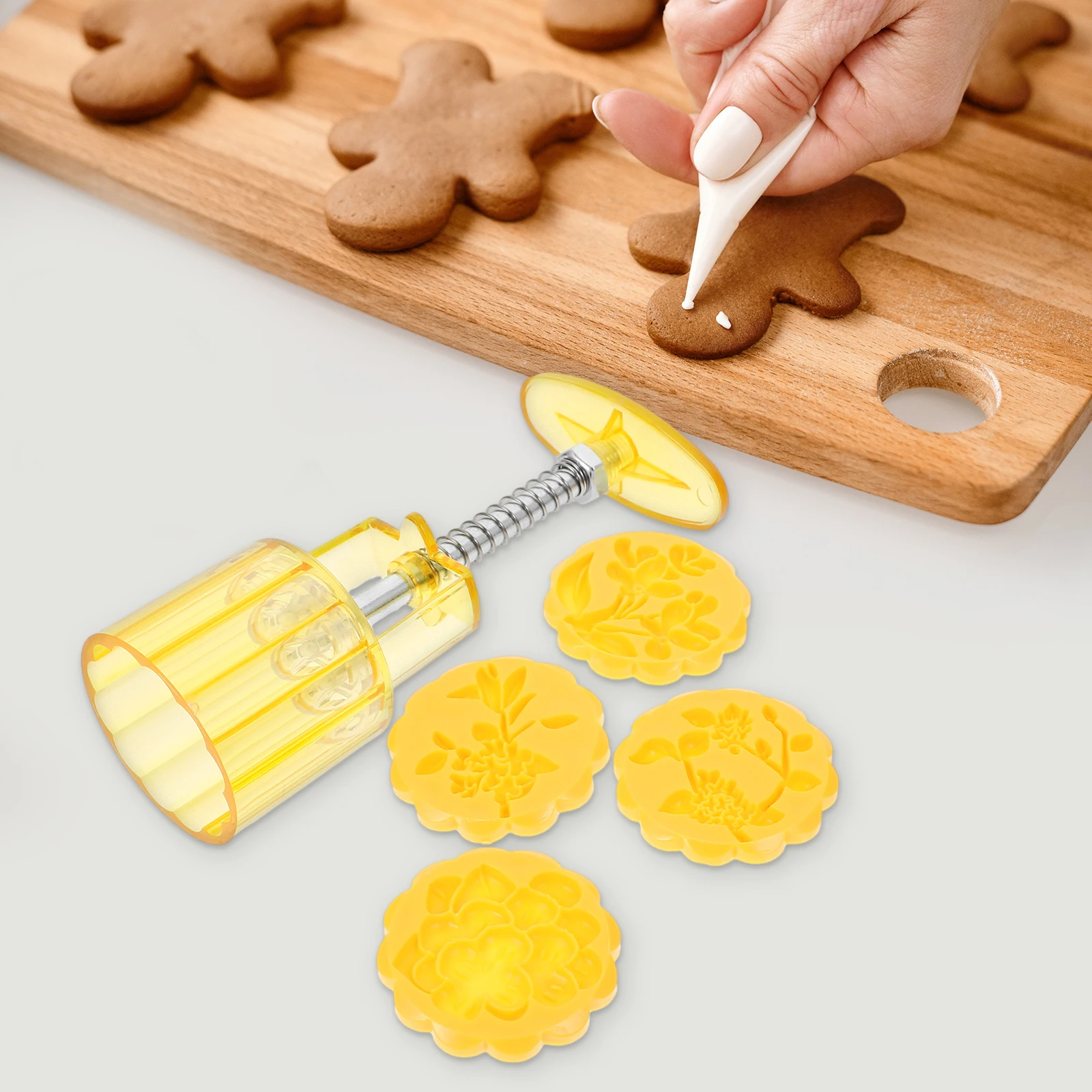 

DIY Moon Cake Mold H Pressed 3D Green Bean Maker Molds Embossed Decorative Pattern Baking Tool Cookie Cake Fondant Shaped