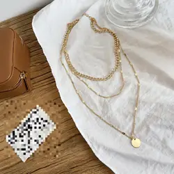 Foreign Trade Clavicle Chain Short Necklace Pendant Sweater Chain Men's And Women's Crystal Dots Multi-layer Necklace Jewelry