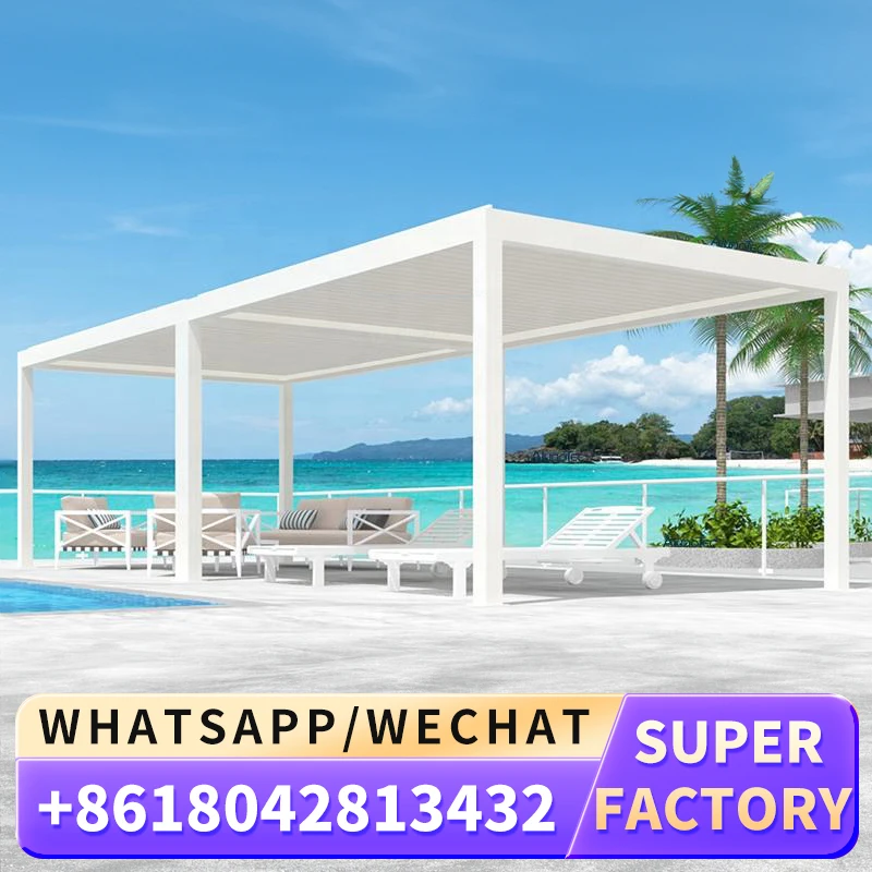 Australia Fashion Motorized pergola aluminium Waterproof Modern Design aluminum awning and louvered roof Gazebos P