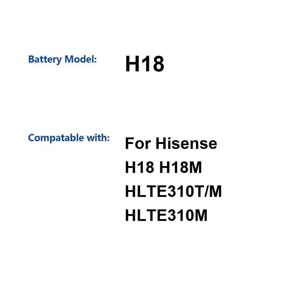 

Lightweight Mobile Phone Battery For Hisense H18 H18M HLTE310T HLTE310M 3500Mah