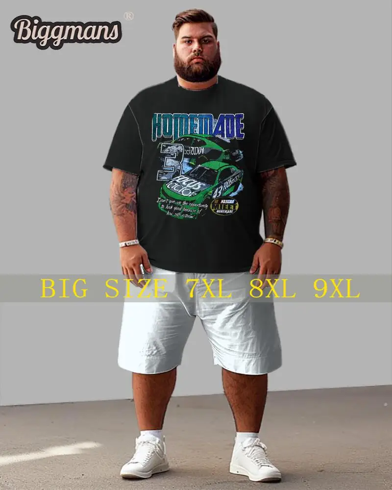 Biggmans T-Shirt Plus Size Set L-9Xl for Summer Clothing Oversize Suit Men's Large Block Street Short Shirt Shorts 7XL 8XL 9XL