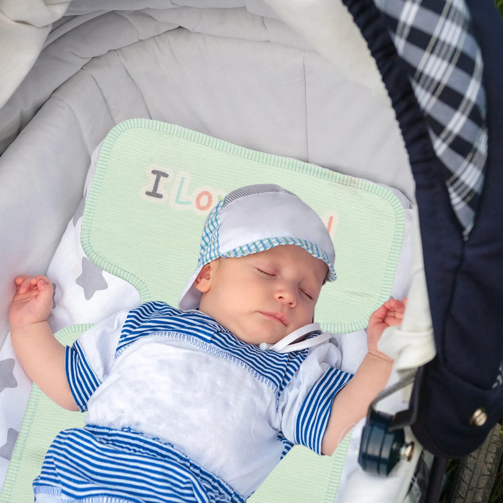 

Baby Stroller Seat Cushion Ice Silk Cooling Pad Breathable Lightweight Foldable Baby Seat Mat for Newborn Stroller Liner