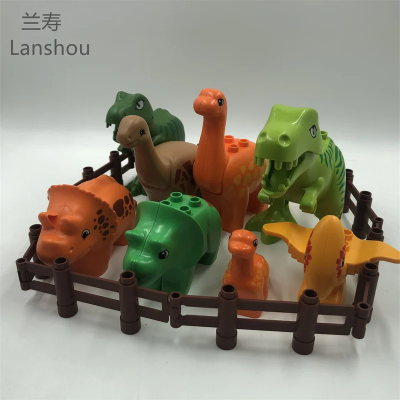 Bloques de construcción de dinosaurio Jurásico para niños, juguetes duraderos, accesorios de suplemento, montaje educativo, grande, regalo