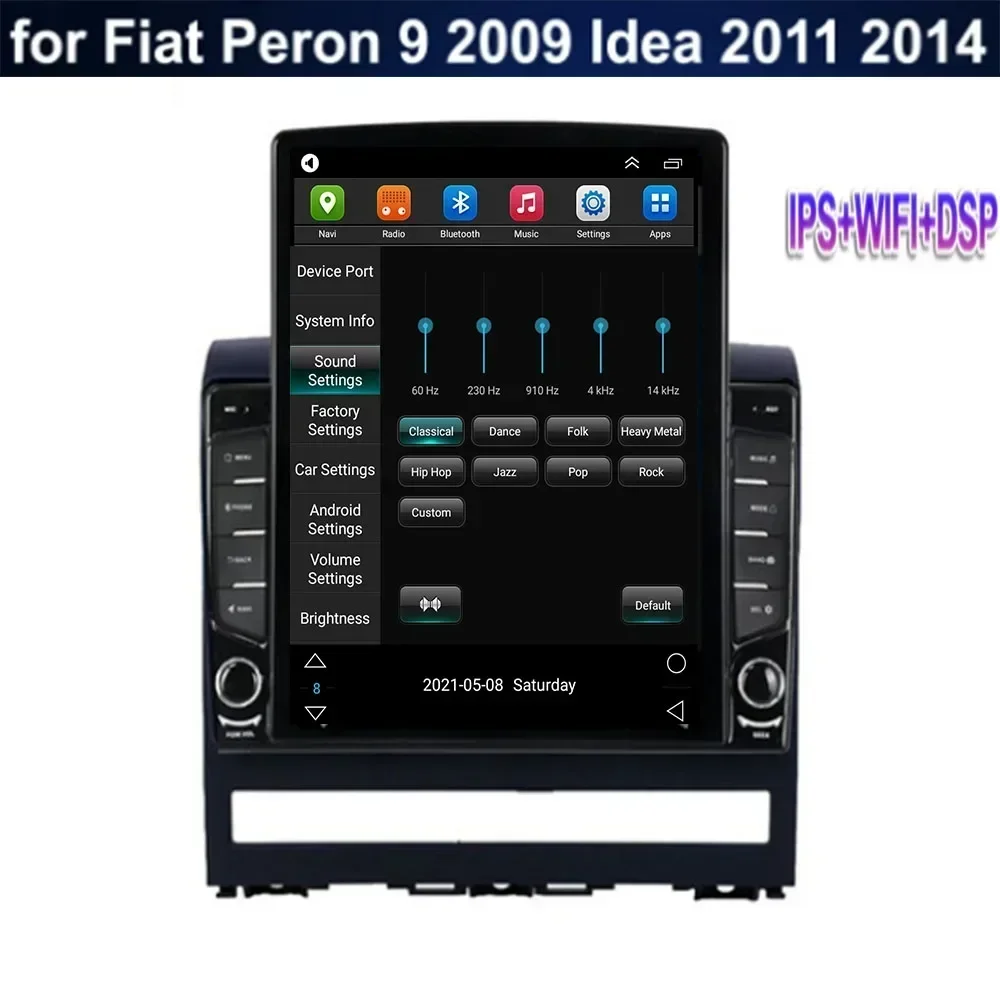 Android 13カーラジオ,メディアプレーヤー,ステレオ,GPSナビゲーション,フィアット用,ペロン9, 2009,アイデア2011,テスラスタイル,8g 128g