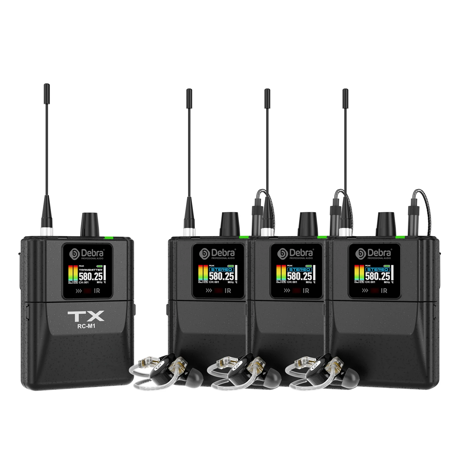 Debra New RC-EM1 UHF Stereo Wireless In-Ear Monitoring System, arbeitet im Frequenzbereich 565–590 MHz, entwickelt für Bands und Live-Übertragungen. – Detail 19