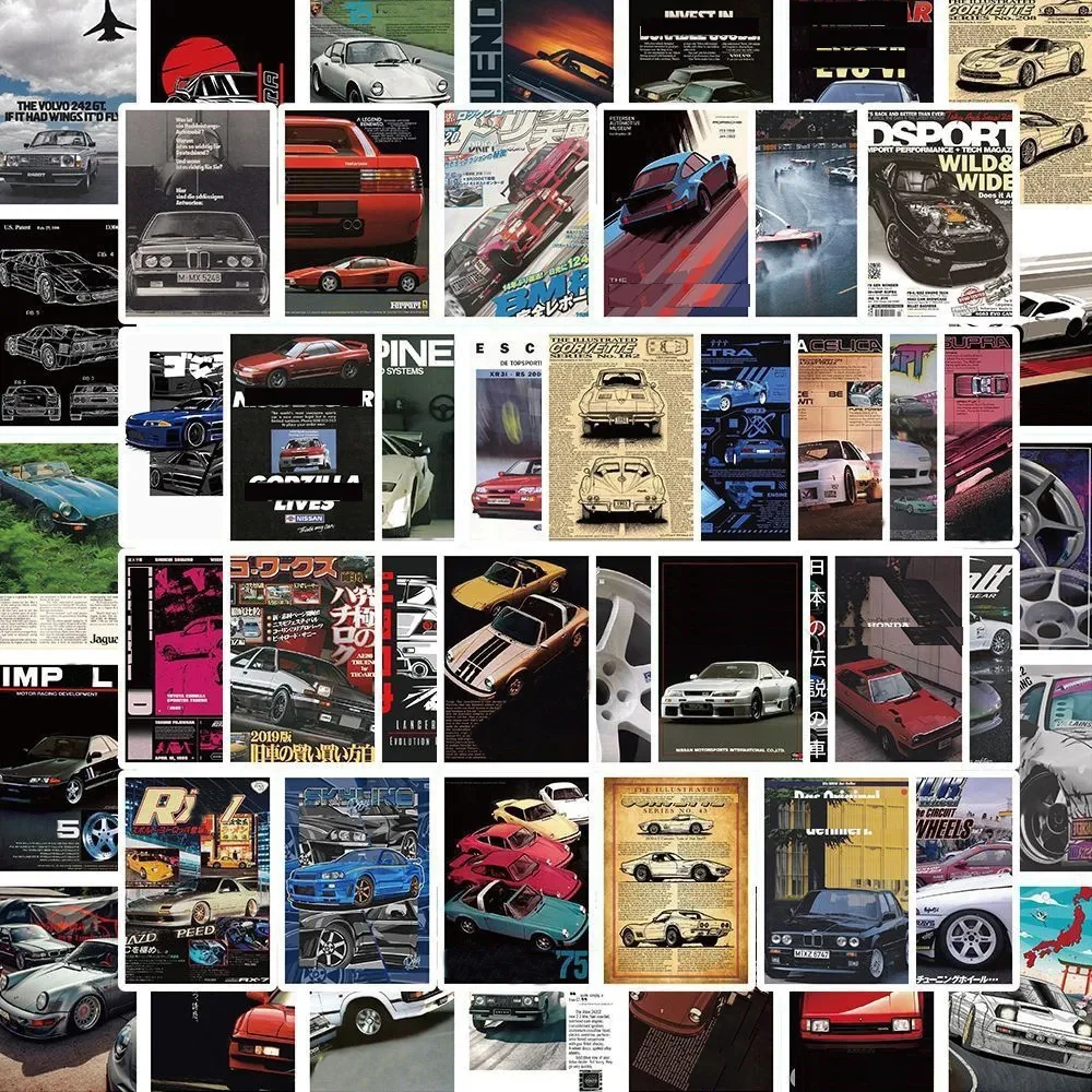 10/30/50pcs JDM Retrofit Racing Car Poster Stickers Classic Cool Sticker Decorative Skateboard Phone Notebook Waterproof Sticker