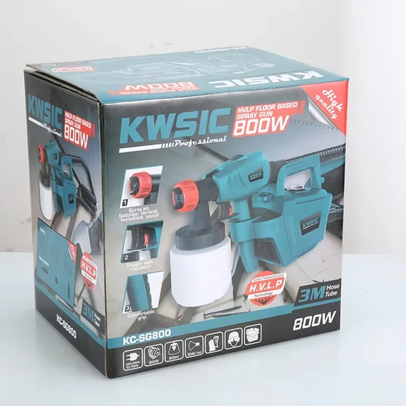 800W HVLP Handheld High Pressure Spray Gun 800ml High Power Portable Airless Paint Sprayer Latex Paint Spray Gun