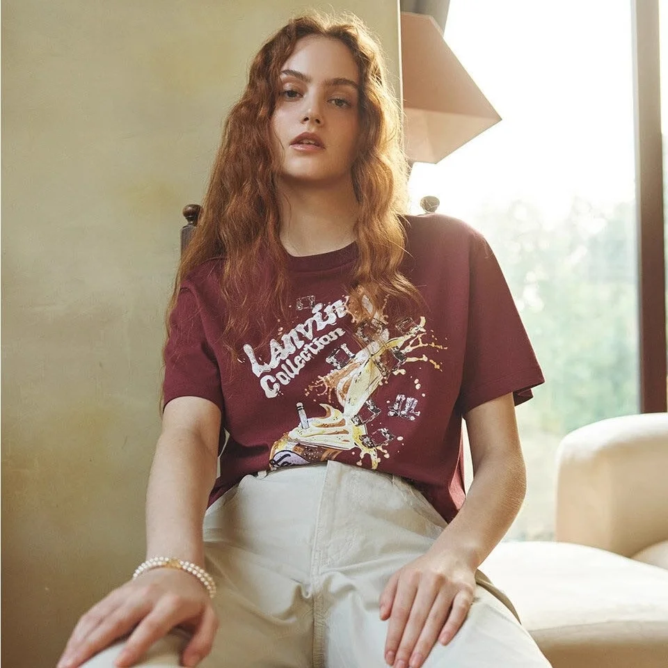 

Ultra Heavyweight Pure Cotton T-irt round Ne ort Sve Letter Embroidery Commute Versatile Top Women's Faion Summer