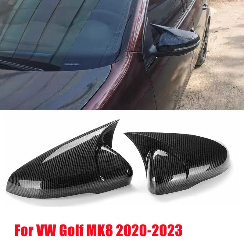 2x Glossy Black Side Wing Mirror Cover For Volkswagen Golf 8 MK8 GTI GTD GTE TSI TDI R 2020-2022 Side Rear View Mirror Cap Shell