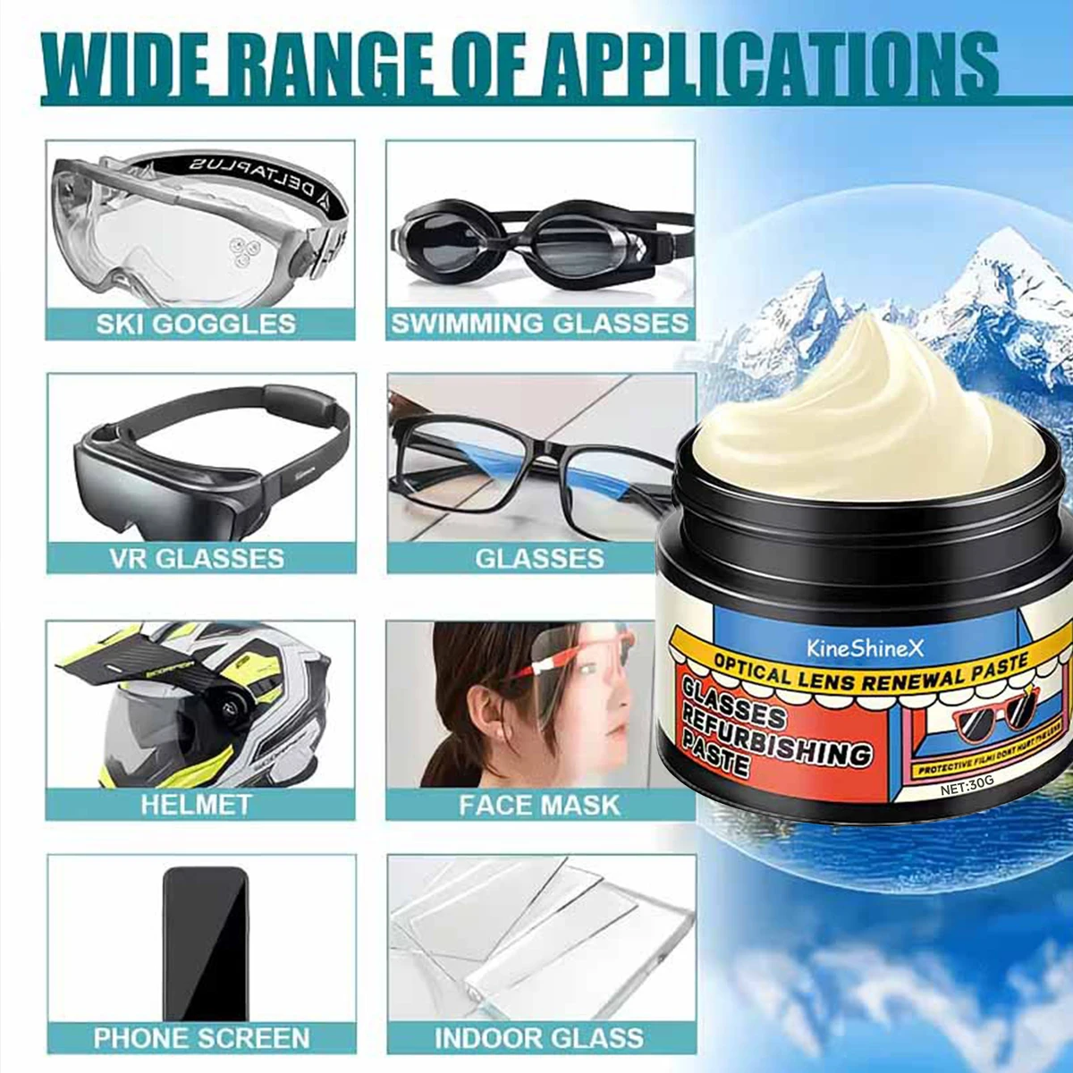 Eyeglass Scratch Remover 30g Lens Scratch Remover Eyewear Lens Grinding Repair Cleaner Multifunctional Lens Cleaning cream