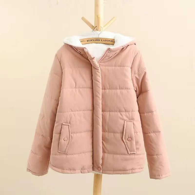 

2023 Autumn Winter New Women Loose Hooded Fleece Padded Jacket Coat Flocking Thickened Warm Outwear Fashion Casual Outcoat