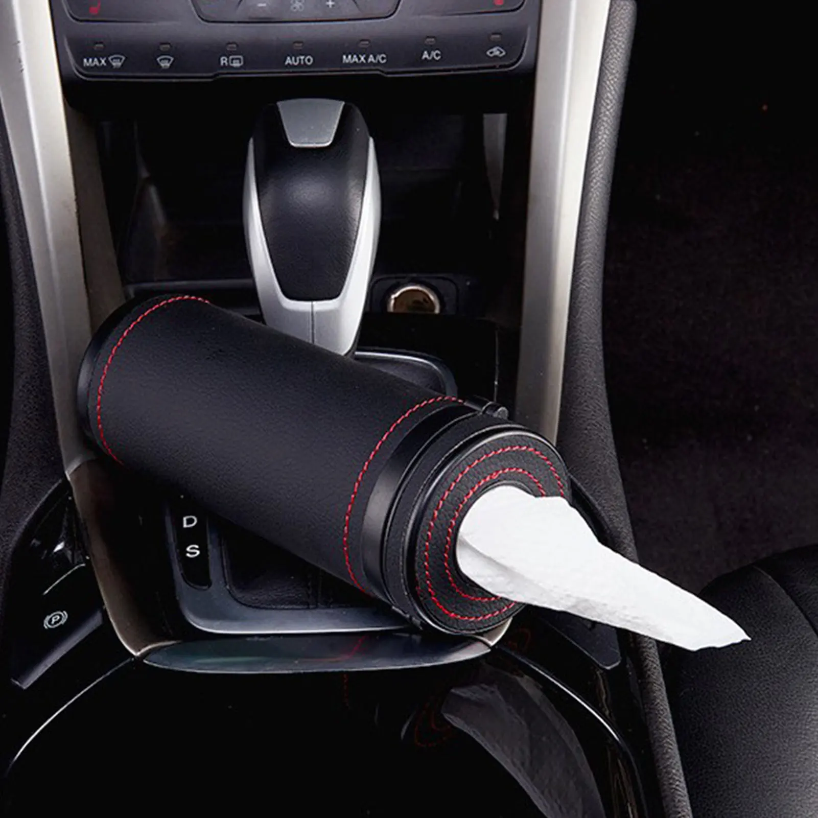 Car Tissue Box Holder Round Tissue Holder Roll Paper Napkin Tray Leather Tissue Box For Car Truck Vehicle