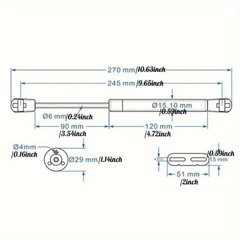 2PCS Furniture Cabinet Door Stay Soft Close Hinge Hydraulic Gas Lift Strut Support Rod Pressure 100/120/150/200N