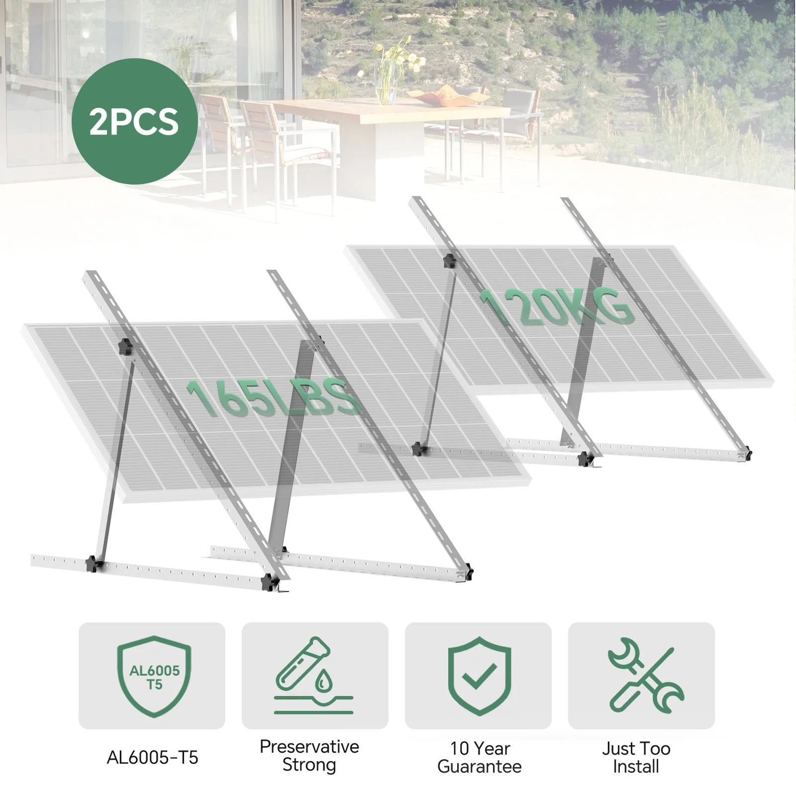 RVPOZWER 45in/47in 4PCS Support de panneau solaire réglable avec pieds inclinables robustes pour toit, camping-car, caravane, bateau, installation solaire hors réseau en extérieur