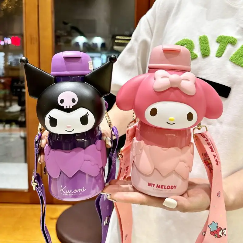 New Sanrio Kuromi My Melody Cinnamoroll Cartoon Cute Insulated Cup Children's School Straw Water Cup