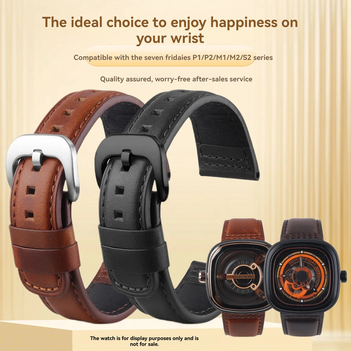 28mm Men's watch accessories suitable for seven Fridays leather watch strap men P2/PS1/M2/Q2 black brown cowhide bracelet 28mm