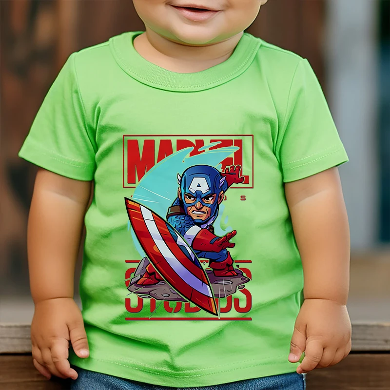 

Marvel Captain America printed children's clothing kids T-shirt pure cotton short-sleeved casual tops for boys