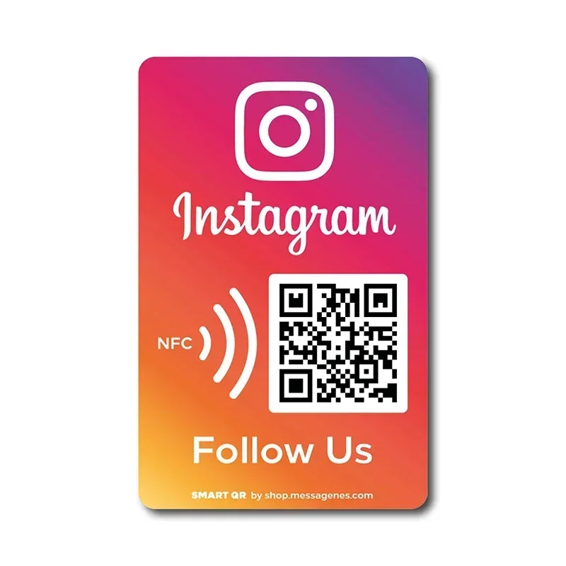 Social Business Media Sign NFC Signage Tap Follow US on Instagram QR Code Sign Google Review Facebook Card for Shop Store