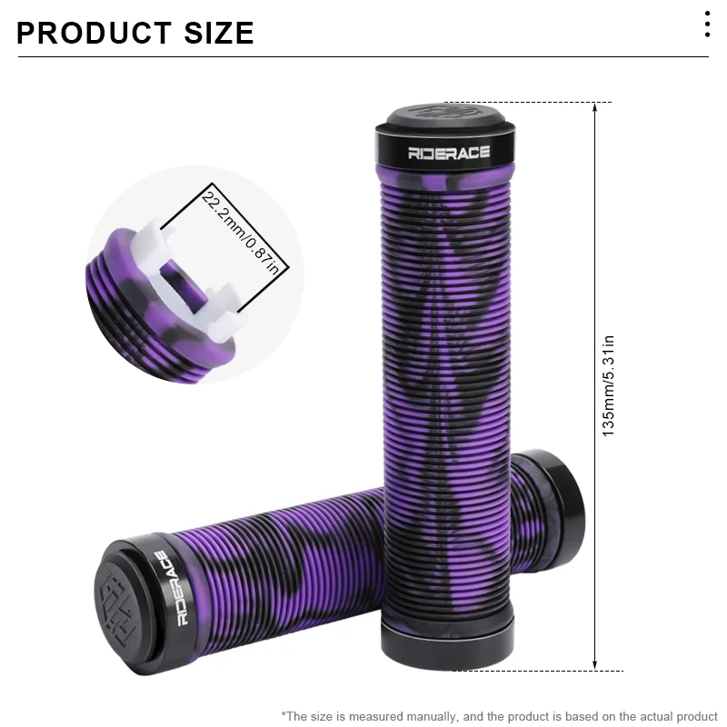 RIDERACE Mountainbike-Lenkergriffe, ergonomische MTB-Fahrradlenkerabdeckung, stoßdämpfende, rutschfeste Fahrradgriffe, lila. – Detail 1