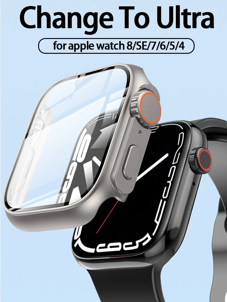 PC-Hartschale für Apple Watch 45mm 41mm 44mm 40mm Glas-Optik-Upgrade, wird zu einer Ultra 49mm Hülle, iWatch 8 7 SE 6 5 4 3 2