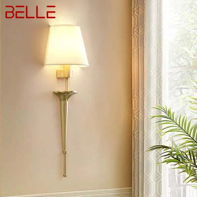 

BELLE American Brass Wall Lamp Indoor Living Room Bedroom Bedside Lamp Retro villa Hotel Corridor Hallway Wall Lampl Lamp