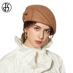 100% Wolvilt Britse Top Baret Hoed Voor Vrouwen Dames Met Strik Bolhoed Derby Hoeden Kerk Cocktail Thee Feestjurk Cloche Cap Hoed
