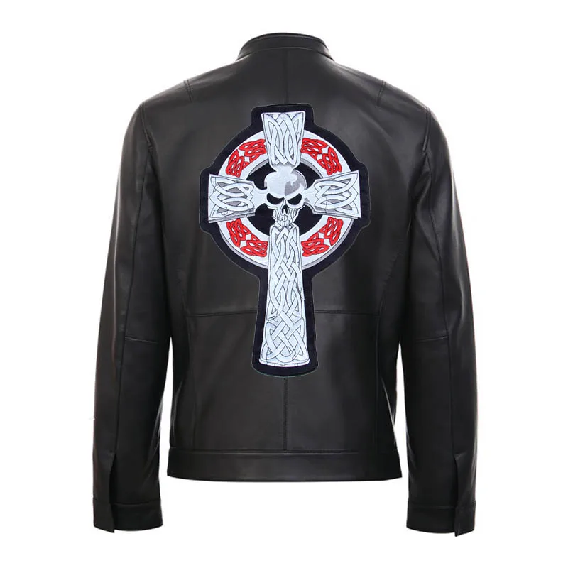 Cross Skull Large  Embroidery Patches For Clothing Emblem Applique Jacket Back Vest  Biker Clothes Garment Accessories Sew On