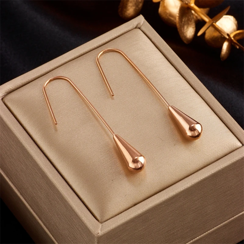 DIEYURO 316L Stainless Steel New Long Water Drop Earrings For Women Fashion 3-Color Ear Jewelry Party Wedding Girls Gift Bijoux