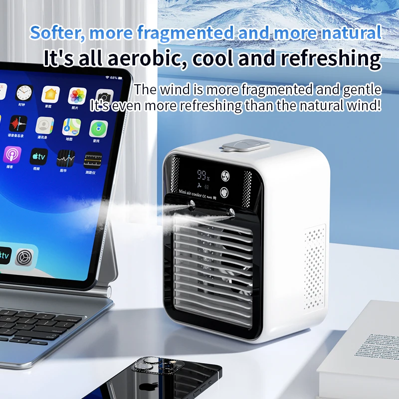Portable Mini Air Conditioner for Dormitory | Fast Cooling Ultrasonic Nano Mist LCD Display Rechargeable Portable Outdoor Cooler