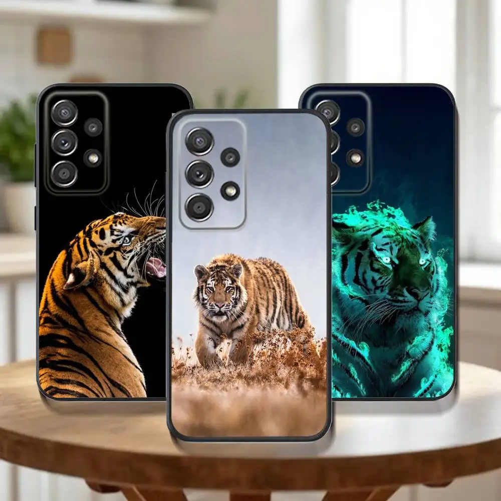 

Tiger Animal King Phone Case For Samsung Galaxy A 91,80,73,72,71,53,52,51,22,5G Shockproof Soft Black Cover