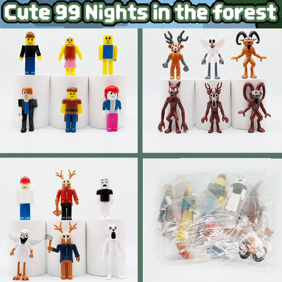 ชุดฟิกเกอร์ 99 คืนในป่า 18 ชิ้น/ชุด อุปกรณ์เสริมเกม นกฮูก แพะ หมาป่า กวาง ฟิกเกอร์ 99 คืนในป่า ขนาด 9 ซม. ของเล่นพีวีซี ของขวัญ