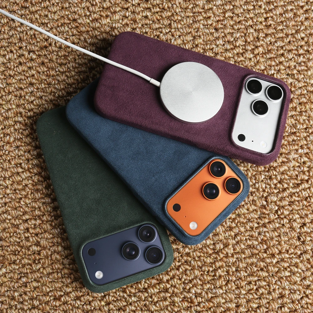 

For Magsafe ALCANTARA Magnetic Case for iPhone 17 Air 16 15 14 13 12 Pro Max Luxury Suede Leather Supercar Business Phone Cover