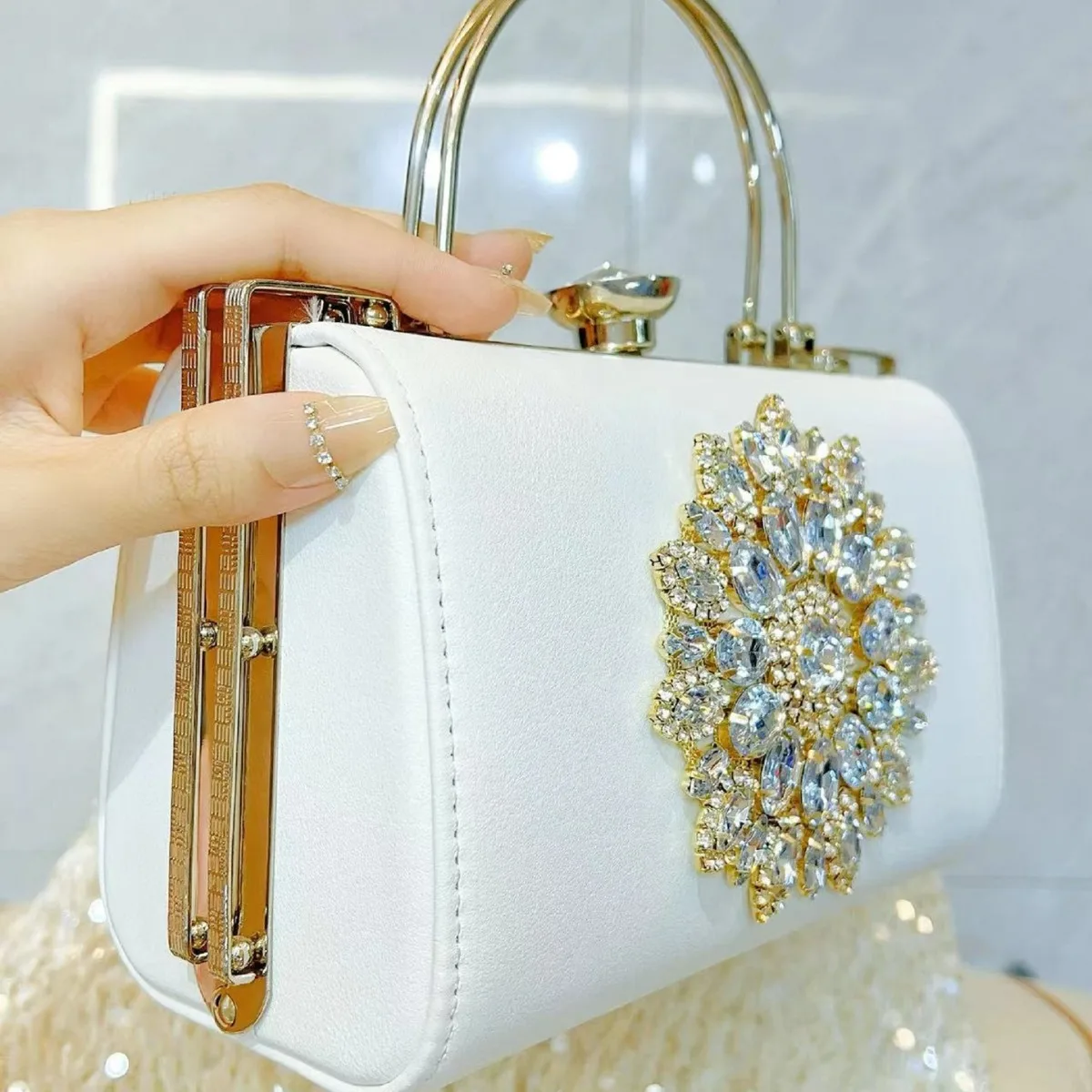 المشاهير حقائب نسائية عشاء مأدبة فلاش الماس حقائب صغيرة مع فستان سهرة حقائب اليد شيونغسام حقيبة ساعي كيس دي سواريه #3