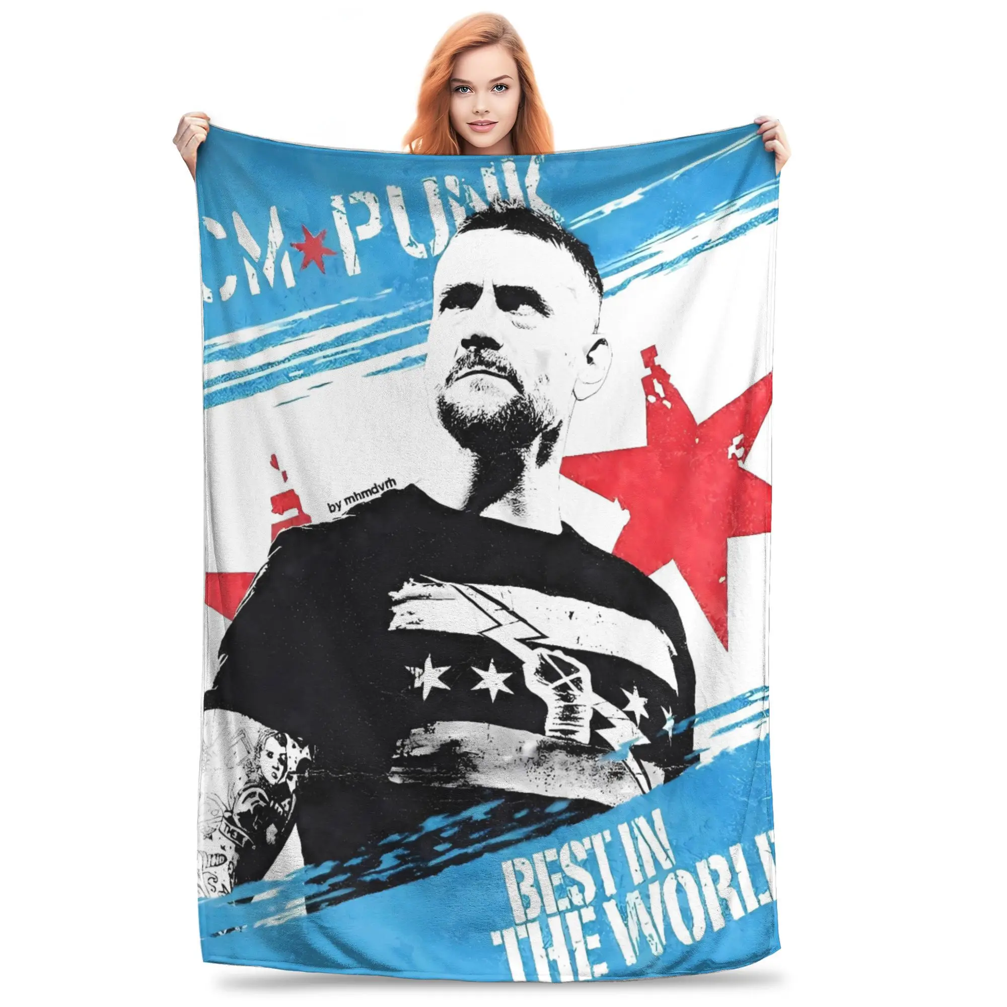 

Soft BlanketKids Travel CM Punk Wrestling Bedding Throws Flannel Bedspread For Home Decor Novelty Sofa Bed Cover