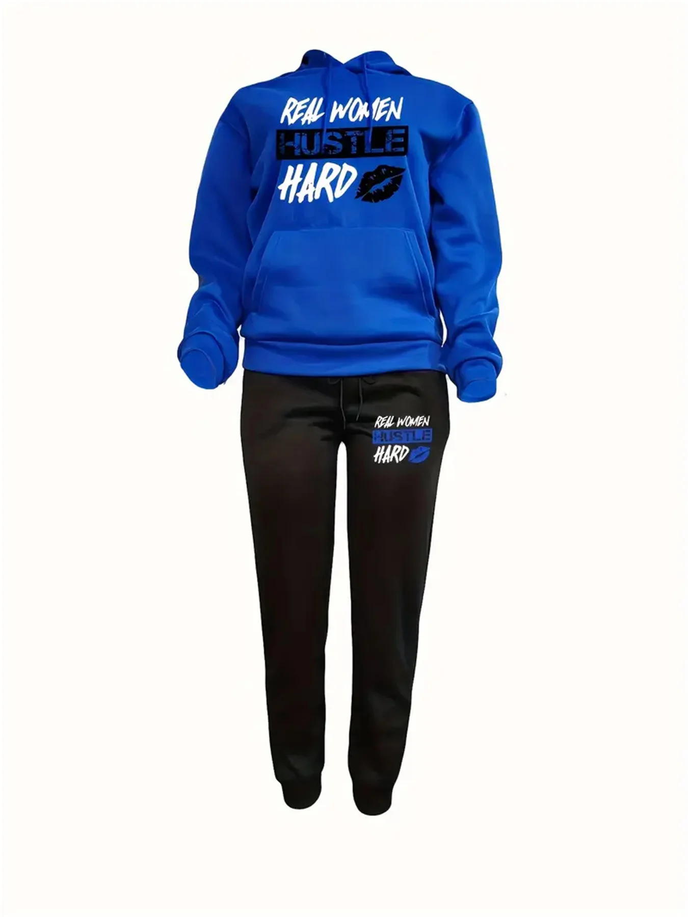 المرأة مقنعين البلوز + Sweatpants مجموعة الهيب هوب عادية الشفاه طباعة إلكتروني طباعة ملابس رياضية فضفاضة الخريف الصوف الملابس الدافئة