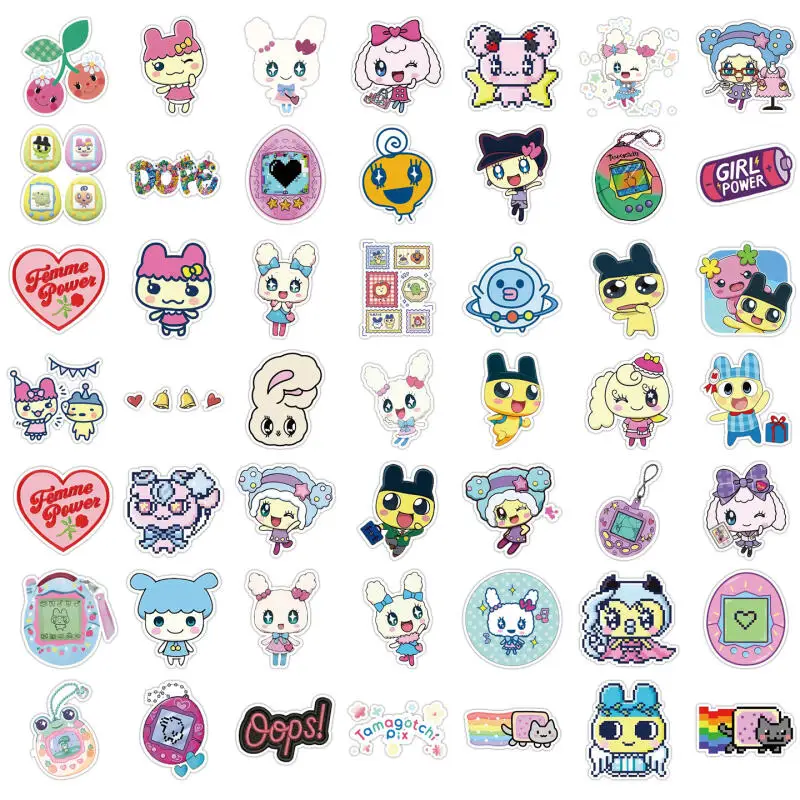

Набор из 50 милых мультяшных граффити-наклеек Kawaii Tamagotchi для телефона, компьютера, кружек и подарков