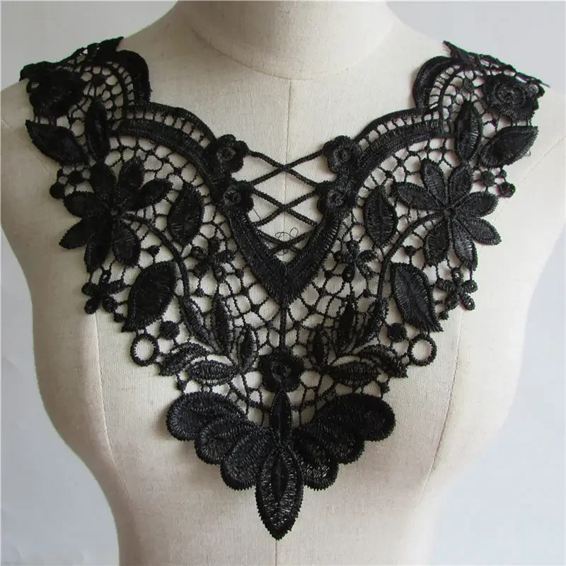 Black Lace Fabric Applique Sewing Embroidery Lace Collar Neckline DIY Trim Decorative Ladies Clothes Accessories Scrapbooking