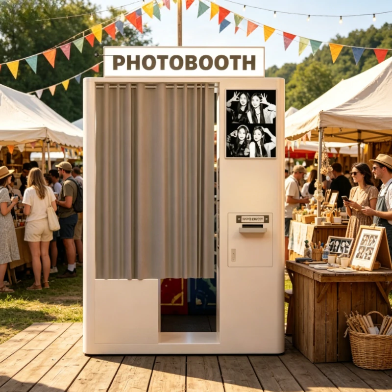 Customized New Vintage Self Service Photo Booth Vending Machine, Built-in Printer Retro Photo Booth Hardware
