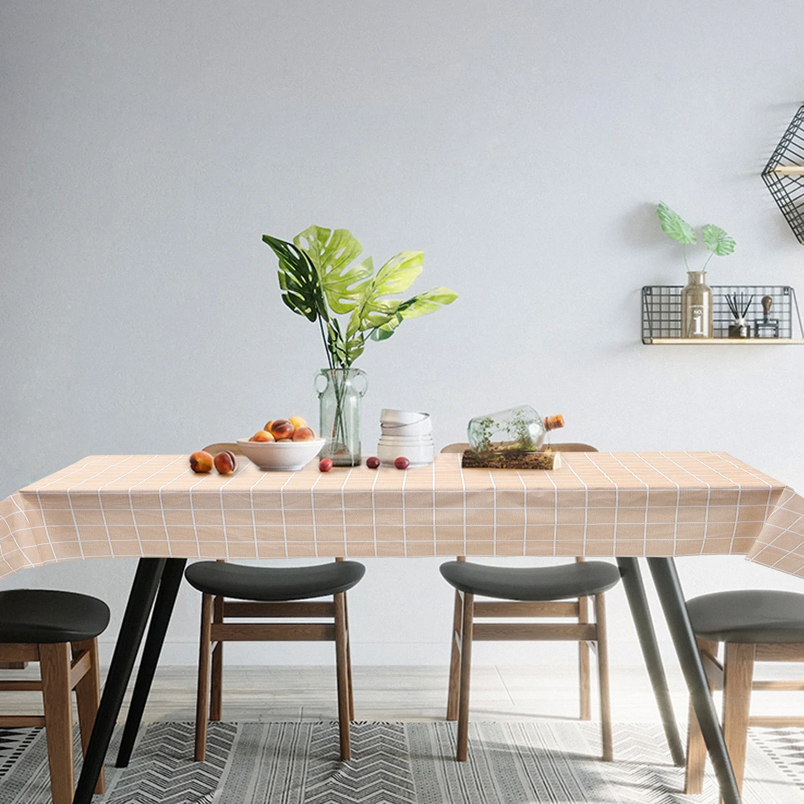 Plaid Tablecloth Rectangle Waterproof Stain Resistant Heavy Duty Table Cover for Dining Table Kitchen Picnic Birthday Decoration