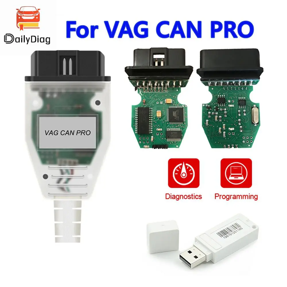 

Для VAG Can Pro 5.5.1 с USB-ключом поддерживает CAN BUS K-Line UDS работает для AUDI для VW VCP диагностический кабель с FTDI FT245RL
