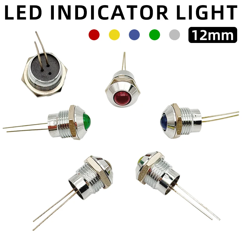 

5 шт. сигнальная лампа 3 В 6 В 12 В 24 В 220 В 12 мм круглый светодиодный металлический индикатор с красным, желтым, синим, зеленым