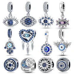 Qikaola 100% Genuine S925 Sterling Silver Demon Eye Charm Fit Pan 3mm Bracelet DIY Beads Fashion For Women Jewelry Gift