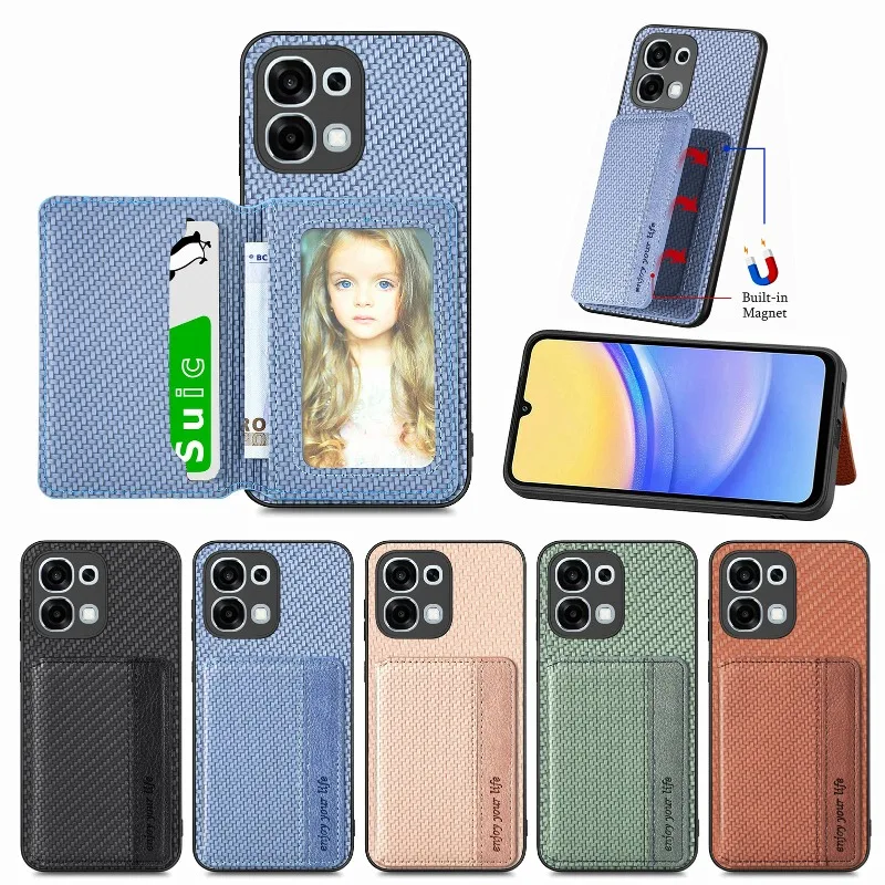 For OPPO A6 Pro Magnet Wallet Card Holder Leather Case For O