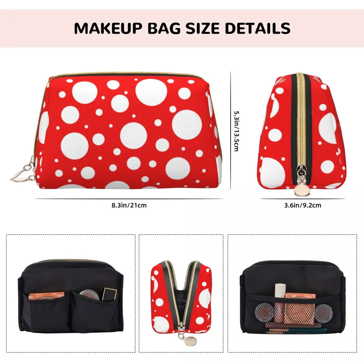 Japanese Artist Yayoi Kusama Inspired Dots Cosmetic Bags Waterproof Large Makeup Pouch Women Washbag Abstract Toiletry Kit