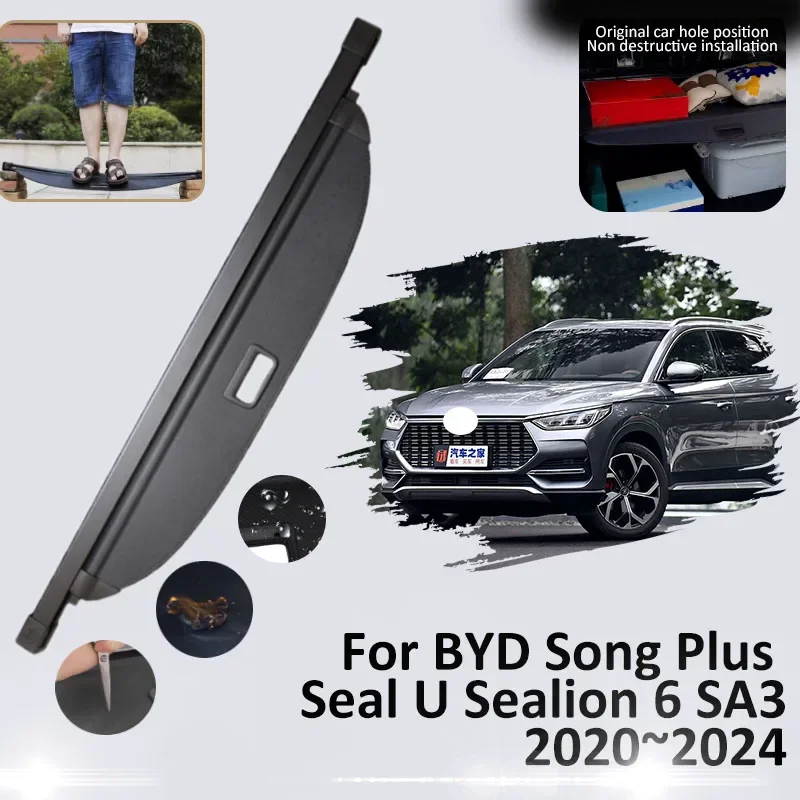 

For BYD Song Plus Seal U Sealion 6 SA3 2020 2021 2022 2023 2024 Trunk Curtain Cargo Covers Partition Anti-peep Tray Accessories