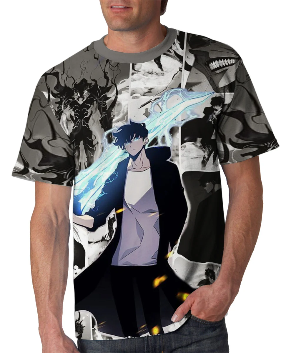 New Anime SoloLeveling3d Printed T-shirt for Street Fashion Boys and Men's Personality Oversized Casual Round Neck T-shirt