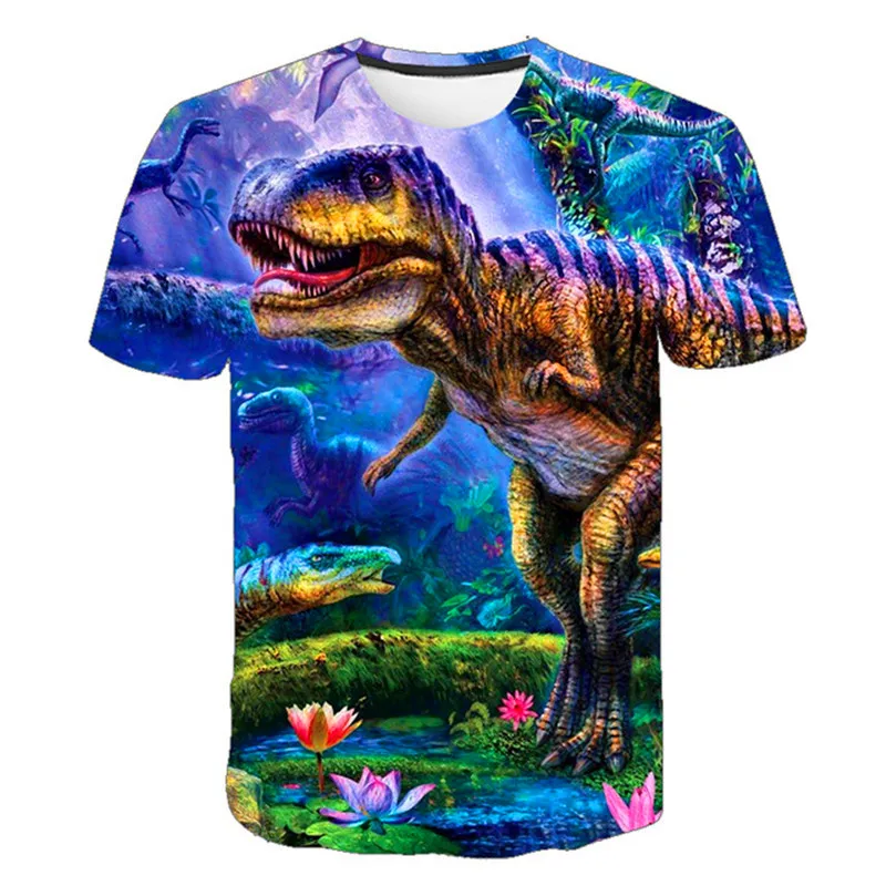 Meninos meninas dos desenhos animados t-shirts crianças dinossauro impressão tshirt para meninos crianças verão manga curta jurassic parque camiseta topos roupas